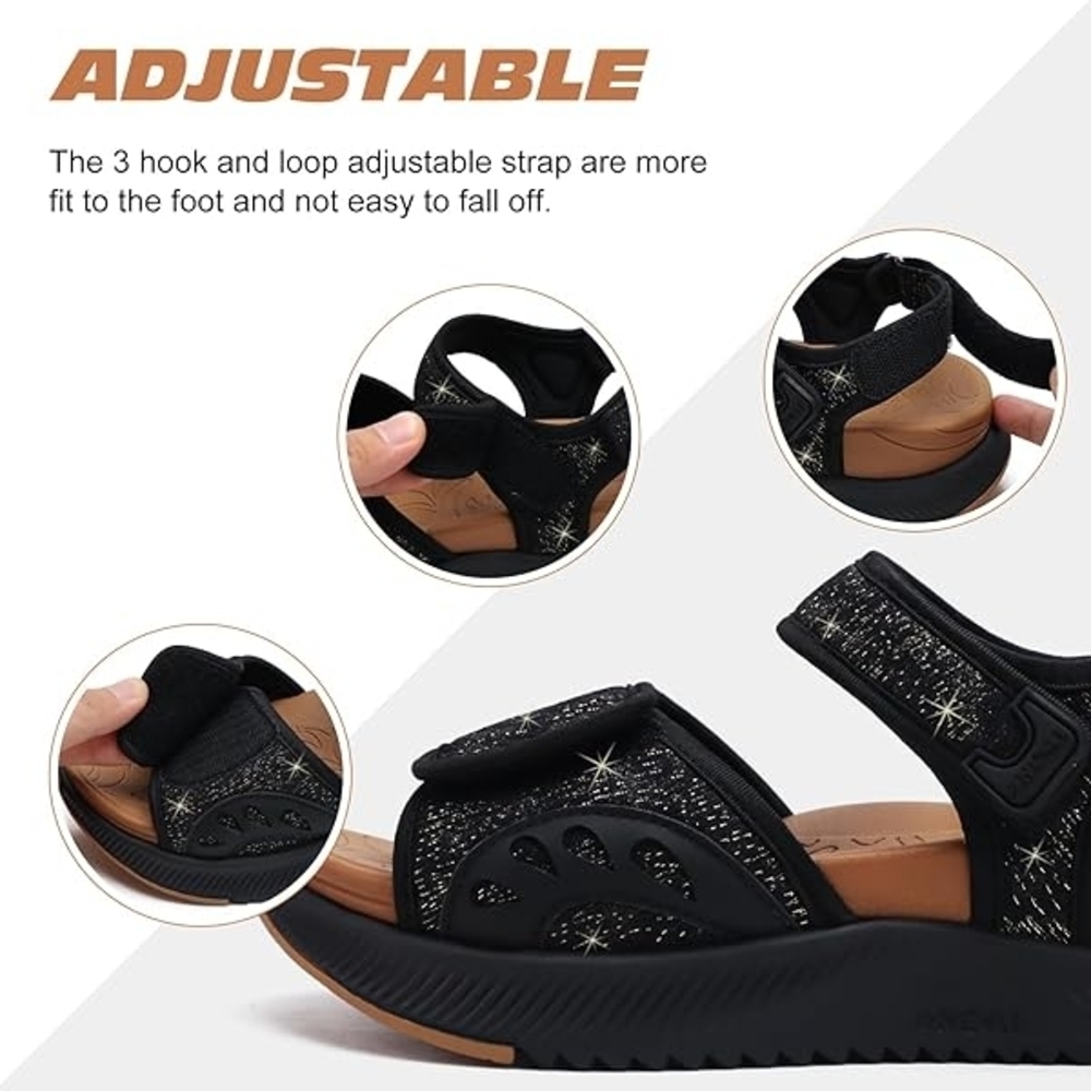 Elegant Black Glitter Women's Sandals - Picture 16 of 16